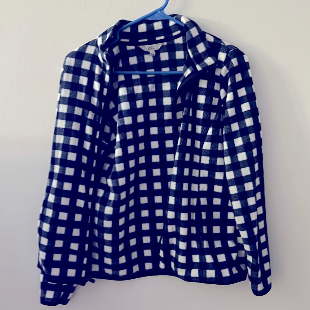 Blue and white checkered jacket